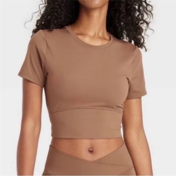 Women's Tan Crop Top JoyLab M - Picture 1 of 4